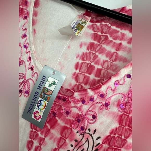 India Boutique Maxi Dress OSFA free size NEW Pink gorgeous Boho Flare - Picture 2 of 5